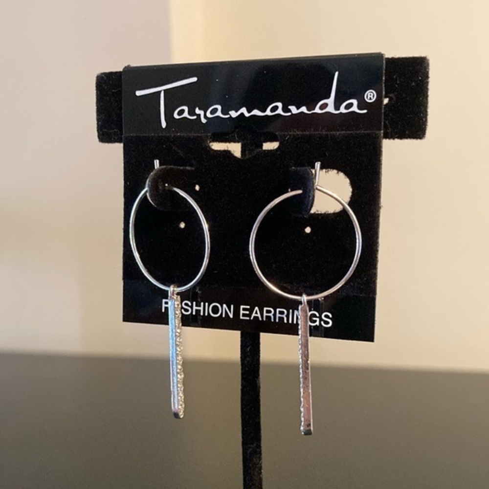 Taramanda Silver Hoop Earrings with Dangle